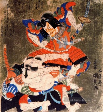 Ichikawa Danjuro VII und Bando Mitsugoro III als Soga no Goro und Asaina no Saburo Utagawa Kunisada Japanisch Ölgemälde
